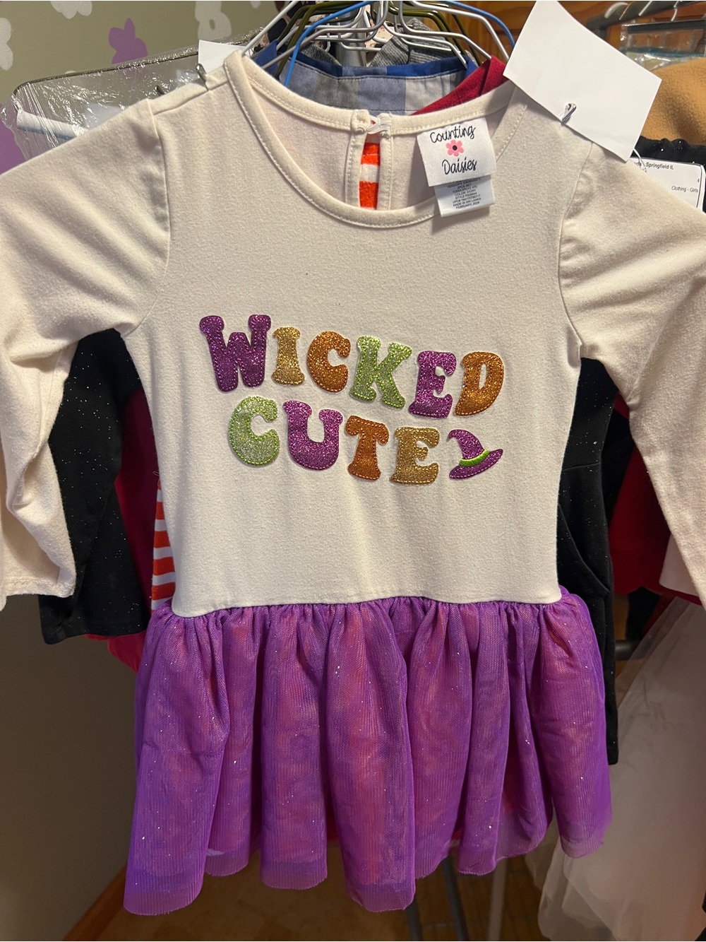 Cream and Purple "Wicked Cute" Halloween Costume Dress for Kids